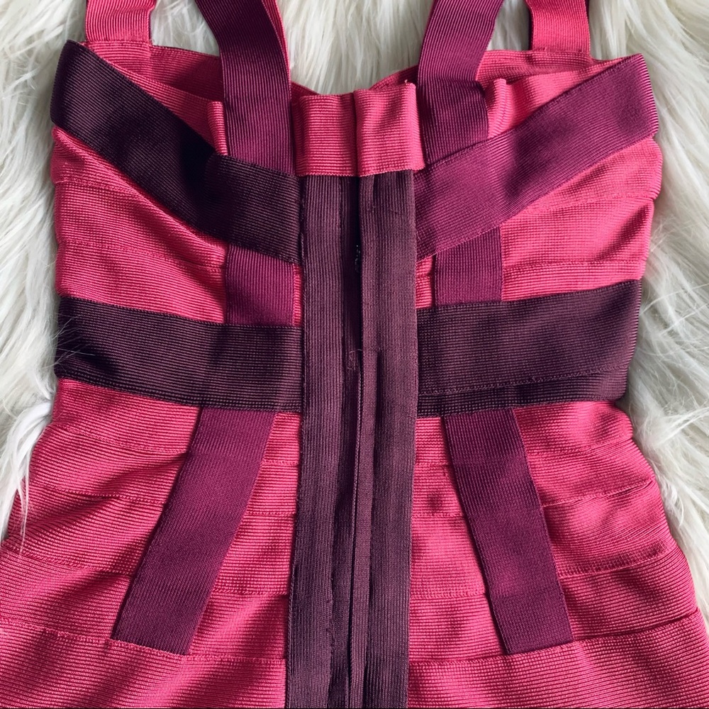 Hervé Léger Pink Color Block Dress - Picture 8 of 12